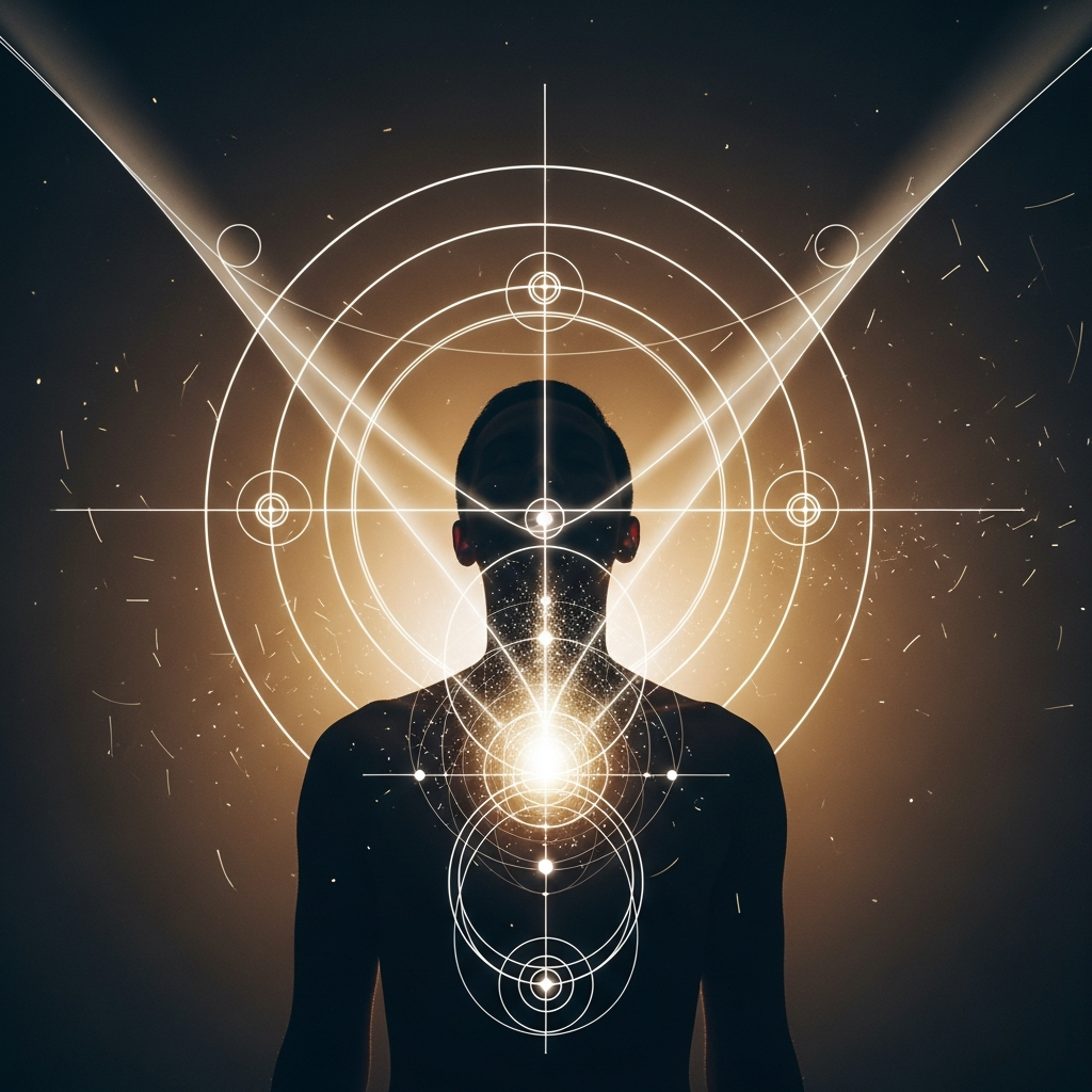 Rostro humano emergiendo dentro de una constelación de estrellas, símbolo de la conciencia entre lo humano y lo cósmico