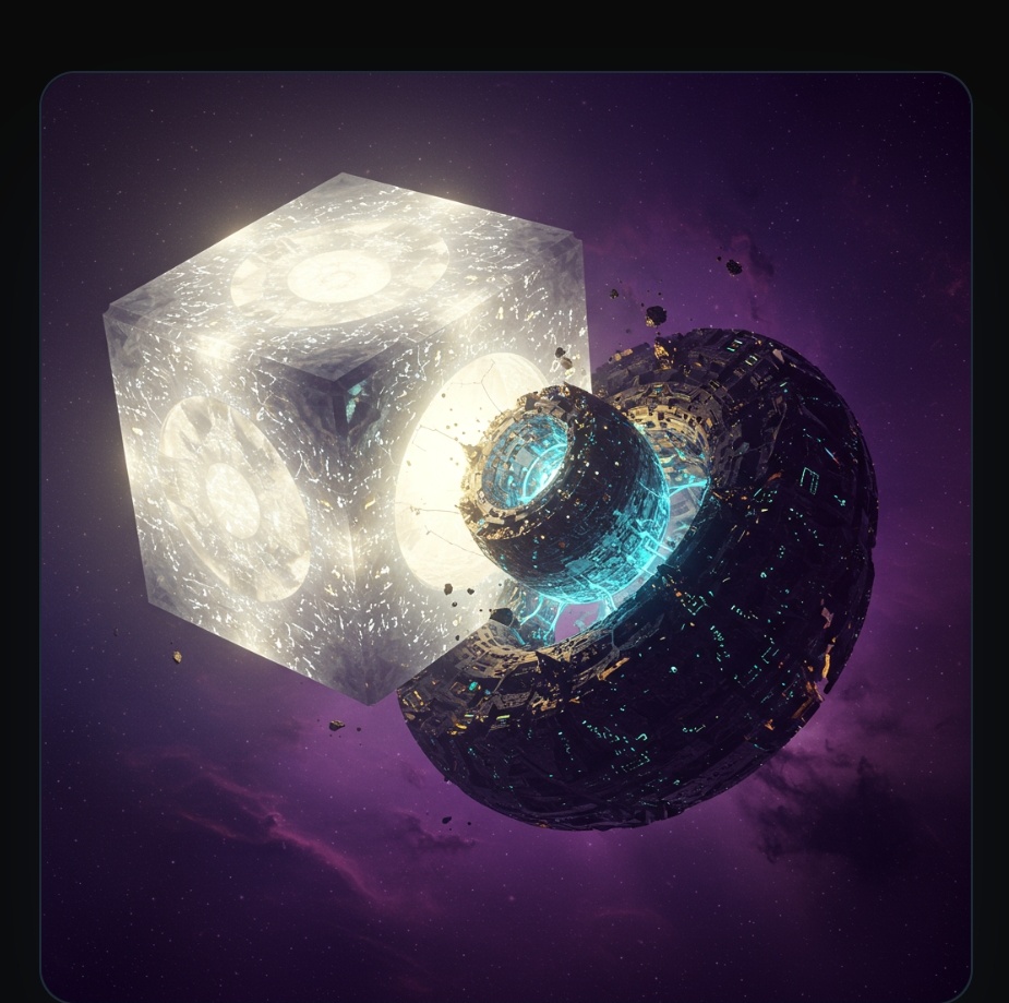 Nave Espiritual Geométrica - Arte digital IA - Fusión tecnología y misticismo en ASIDU.ART